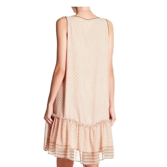 Max Studio Small NWT flounce dress cream orange blue‎ Nordstrom Rack - Picture 2 of 11